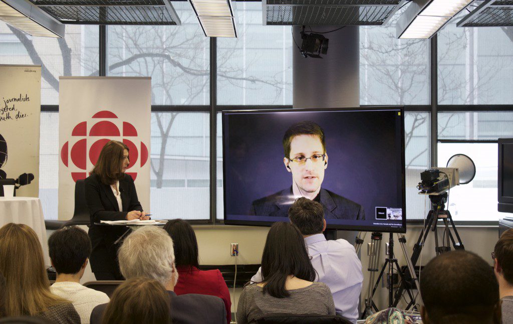 Edward Snowden answering audience questions via live stream (Photo: Robert Liwanag)