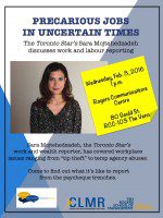 Toronto Star’s Sara Mojtehedzadeh discusses labour reporting and precarious work on Feb. 3