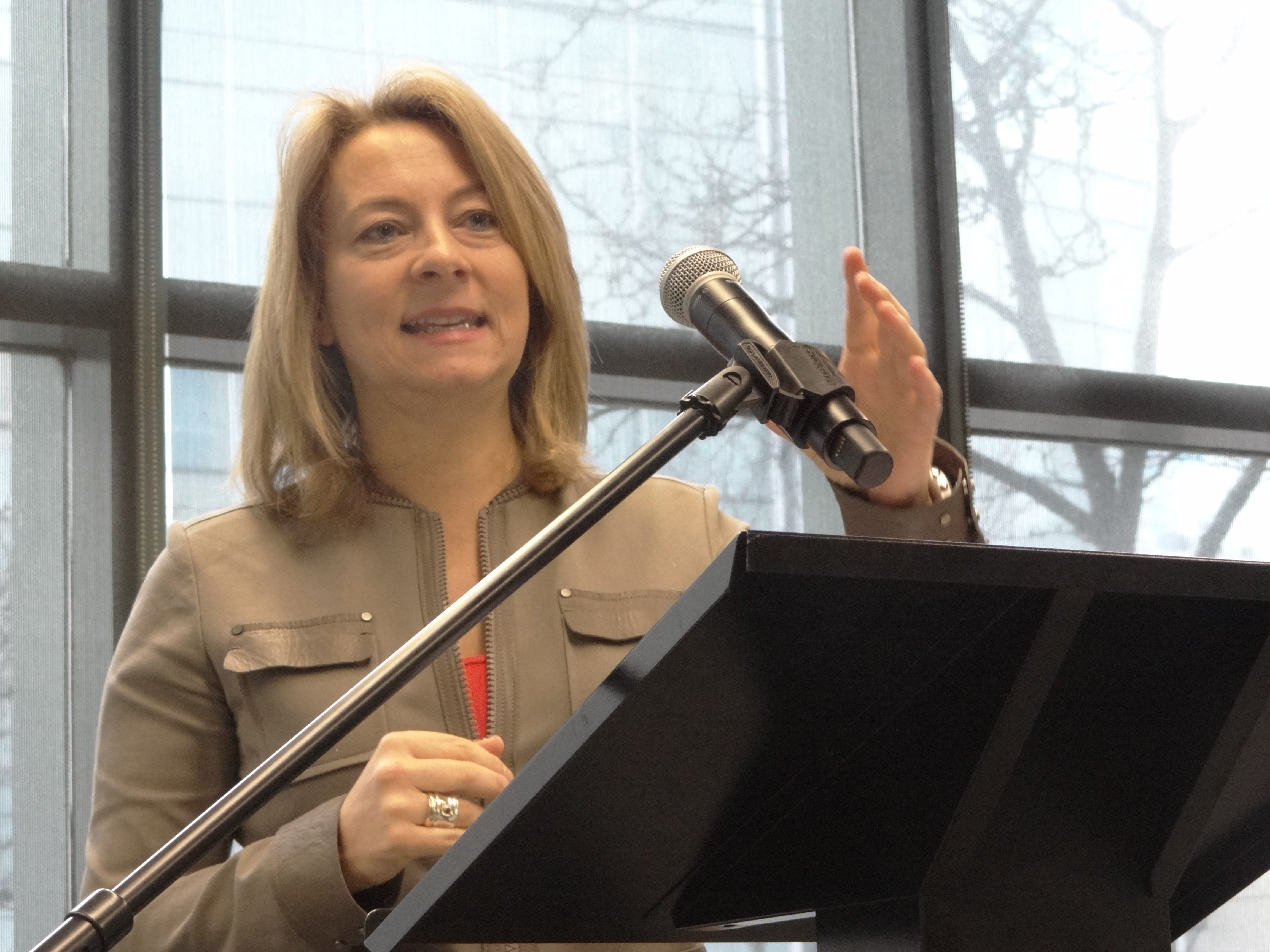 Adrienne Arsenault recounts her time covering the Ebola epidemic in Monrovia, Liberia, at a presentation at the Ryerson School of Journalism Feb. 2. [Ilina Ghosh]