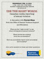 Farrah Khan leads discussion on coverage of sexual violence in Canada on Feb. 10