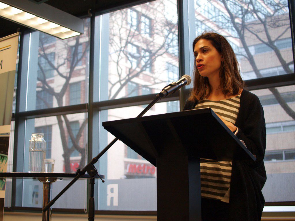 The Toronto Star's work and wealth reporter, Sara Mojtehedzadeh speaks to students at Ryerson University 