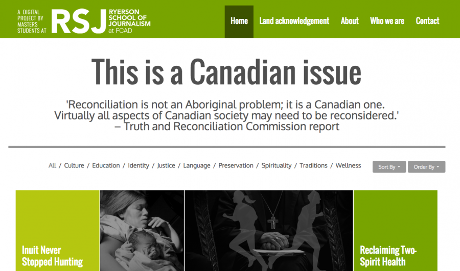 A screenshot from the This is a Canadian Issue website created by Asmaa Malik's digital reporting class.