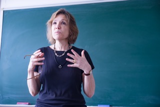 Anne McNeilly teaches a class at Jinan University in China.