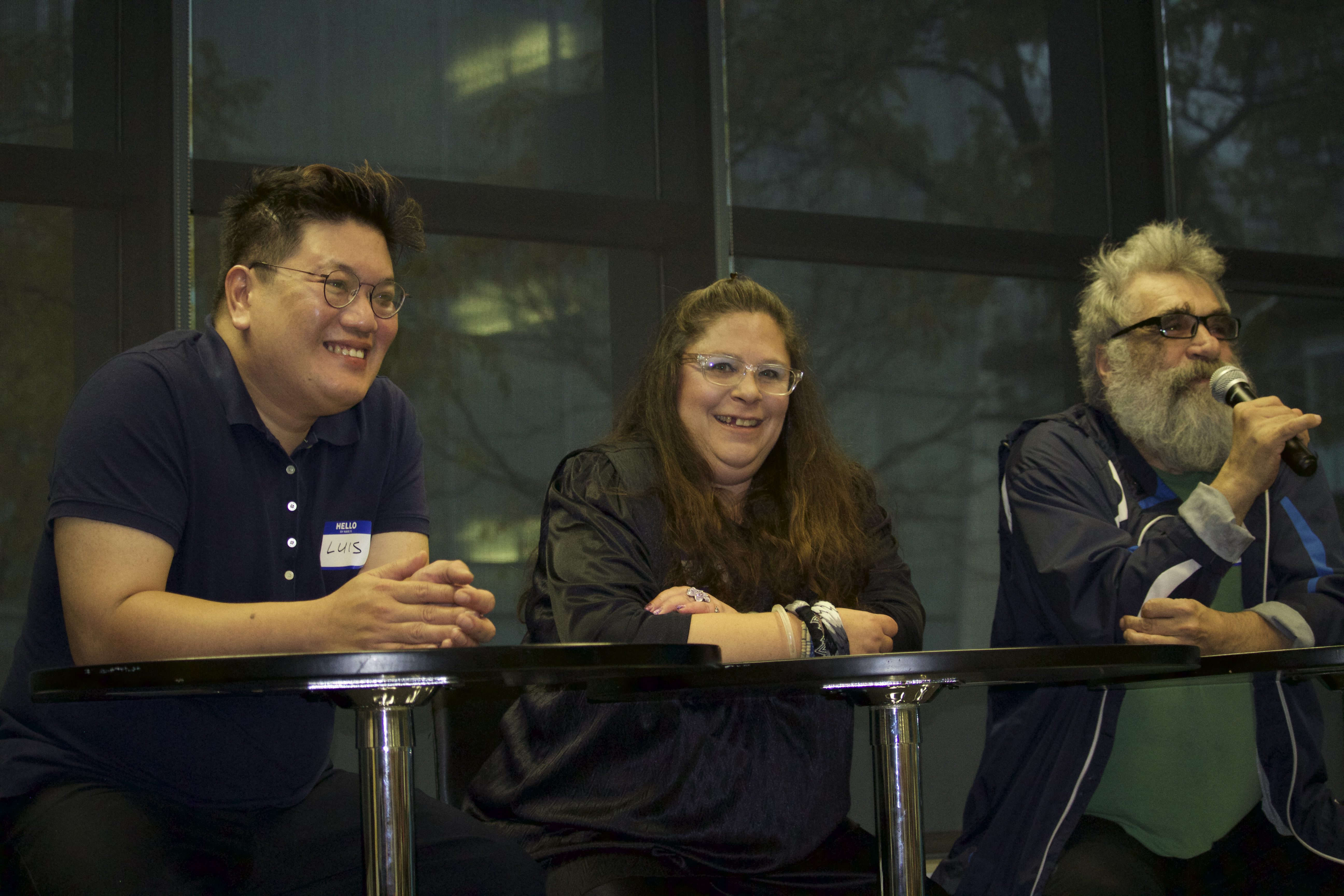 Luis de Estores, Suzanne Feldman and Rod Radford discuss creating short documentary films on mental illness and health. (Allison Ridgway)