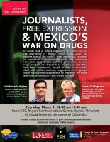 Upcoming Event: Journalists, Free Expression & Mexico’s War on Drugs