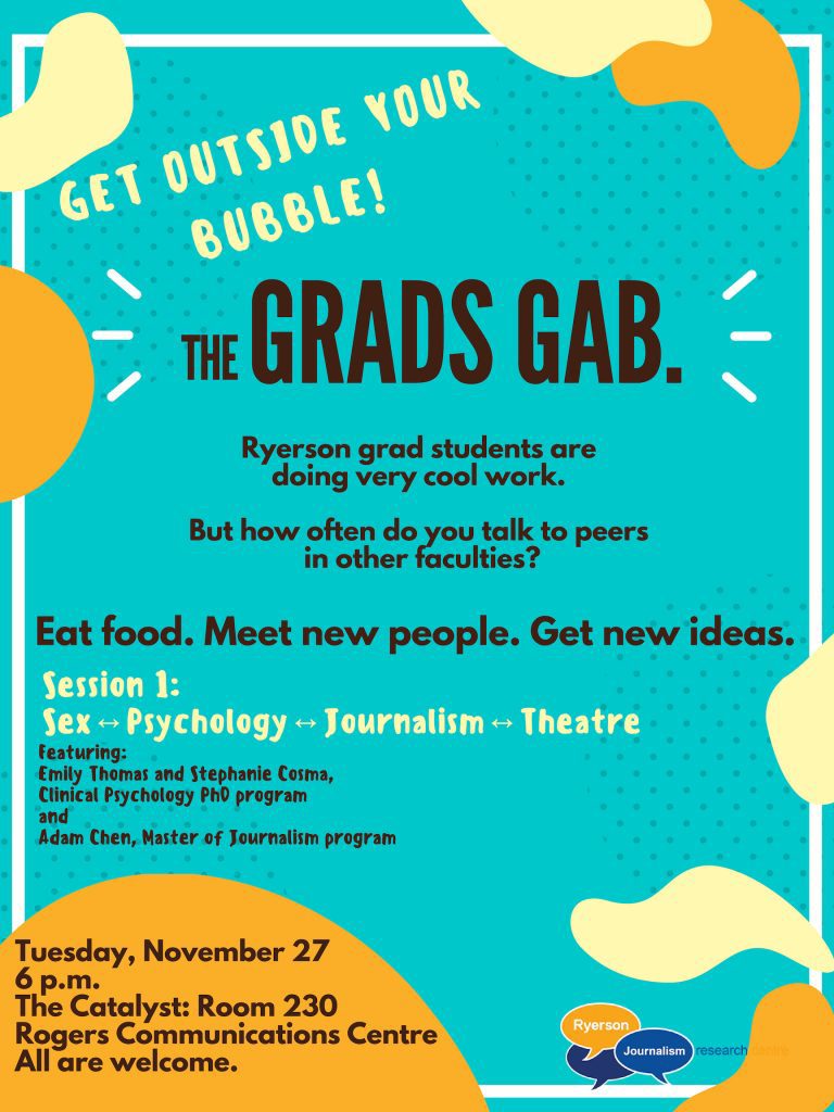 Poster for the Grads Gab event.